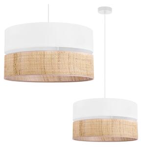 Závesné svietidlo Rattan, 1x ratanové/biele textilné tienidlo, (fi 45cm)