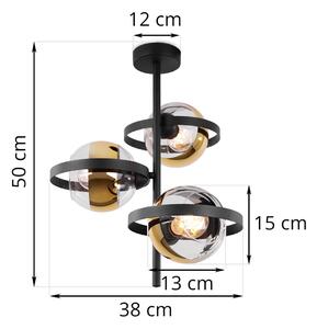 Stropné svietidlo Asturia Ring, 3x zlaté/transparentné sklenené tienidlo, B