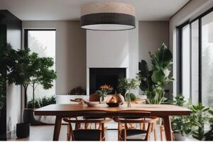 Light Home Stropné svietidlo Wood, 1x béžová dubová dýha/čierne PVCové tienidlo, (biele plexisklo), (fi 40cm)