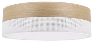 Light Home Stropné svietidlo Wood, 1x dýha zlatý dub/biele PVCové tienidlo, (biele plexisklo), (fi 50cm)