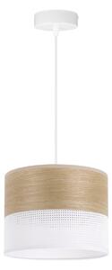 Závesné svietidlo Wood, 1x dýha zlatý dub/biele PVCové tienidlo, (fi 20cm)