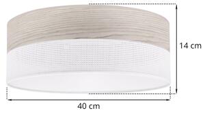 Light Home Stropné svietidlo Wood, 1x svetlobéžová dubová dýha/biele PVCové tienidlo, (biele plexisklo), (fi 40cm)