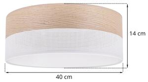 Stropné svietidlo Wood, 1x béžová dubová dýha/biele PVCové tienidlo, (biele plexisklo), (fi 40cm)