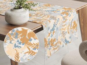 Biante Zamatový behúň na stôl Tamara TMR-043 Hnedo-modré designové rastliny 45x180 cm
