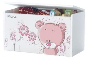 BabyBoo Box na hračky, truhlička Macko STYDLÍN růžový, D19