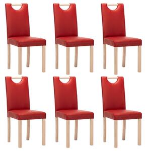 Jedálenské stoličky 6 ks, vínovo červené, umelá koža