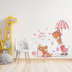 Samolepka na stenu "Ružové medvedíky" 77x77cm