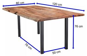 Jedálenský stôl GURU FOREST akácia/čierna, 120x80 cm