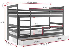 Poschodová posteľ RAFAL 2 + úložný priestor + matrac + rošt ZADARMO, 90x200 cm, borovica, biela