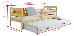 Detská posteľ RAFAL P2 + matrac + rošt ZADARMO, 80x190 cm, borovica, biela