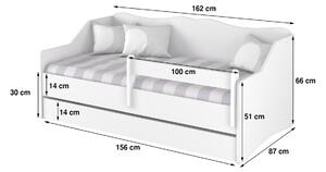 Detská posteľ s výsuvnou prístelkou 160 x 80 cm - Biela Surf