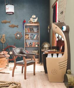 Písací stôl v tvare žraloka Jack - hnedá/béžová