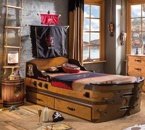 Detská posteľ Jack 90x190cm v tvare lode - dub lancelot