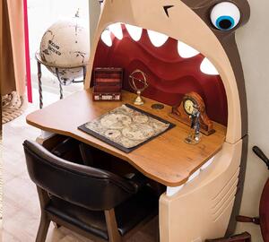 Písací stôl v tvare žraloka Jack - hnedá/béžová