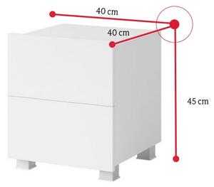 Nočný stolík BRINICA, 40x45x40, biela/biely lesk