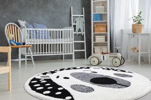 Detský koberec JOY Teddy kruh, krémovo / čierny