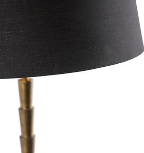 Stolná lampa v štýle art deco bronzová s tienidlom z čiernej bavlny 35 cm - Pisos