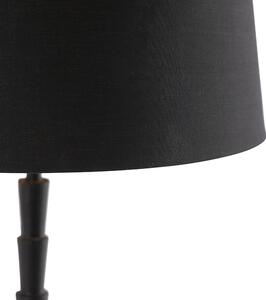 Stolová lampa v štýle art deco čierna s čiernym bavlneným tienidlom 35 cm - Pisos