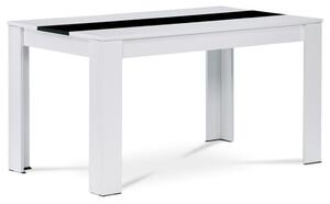 Jedálenský stôl biele lamino, dekoratívny čierny pruh, 138x80 (a-B140 biely)