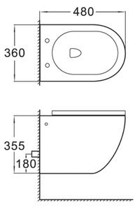 Mexen LENA BLACK WC závesný klozet rimless, Slim, duroplast 3322XX85 - MEXEN