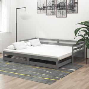 Rozkladacia denná posteľ 2x(90x200) cm sivá borovicové drevo