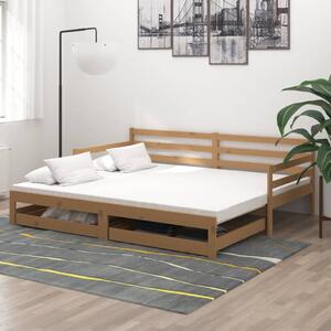 Rozkladacia denná posteľ 2x(90x200) cm hnedá borovicové drevo