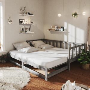 Rozkladacia denná posteľ 2x(90x200) cm sivá borovicové drevo