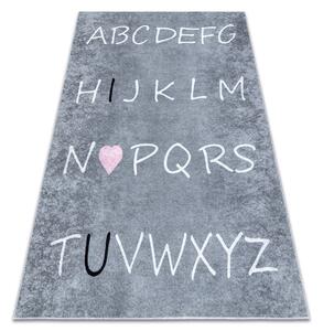 Detský koberec JUNIOR 52106.801, abeceda, sivý