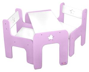 NELLYS Sada nábytku Star - Stôl + 2 x stoličky - růžová