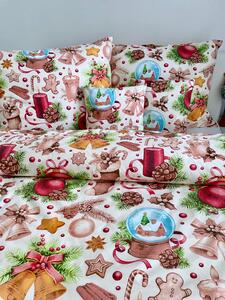 Vianočná posteľná obliečka Svieca béžová 140x200/70x90 cm