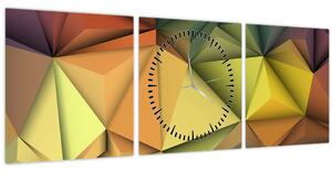 Obraz - Polygonálna 3D abstrakcia (s hodinami) (90x30 cm)