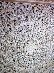 Dekorácia na stenu MANDALA béžová hnedá, 160x160 cm, drevo, ručná práca