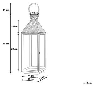 Kovový lampáš strieborný nehrdzavejúca oceľ výška 40 cm stĺpový držiak na sviečku