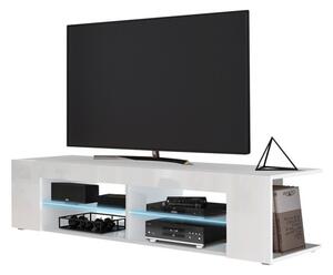 Televízny stolík s LED osvetlením KINSALE 1 - biely / lesklý biely