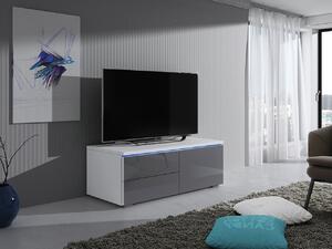Televízny stolík s LED osvetlením FERNS 11 - biely / lesklý šedý, pravý