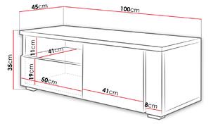 Televízny stolík s LED osvetlením FERNS D 12 - biely / lesklý biely