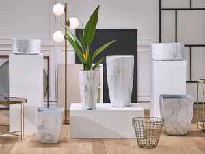 Vonkajší izbový kvetináč s mramorovým efektom štvorcový zmes bieleho kameňa 35 x 42 cm moderný dizajn