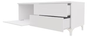 Televízny stolík na nožičkách s LED osvetlením FERNS 11 - biely / lesklý šedý