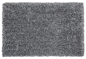Shaggy koberec s vysokým vlasom čierno-biely polyesterový 160 x 230 cm obdĺžnikový jednofarebný