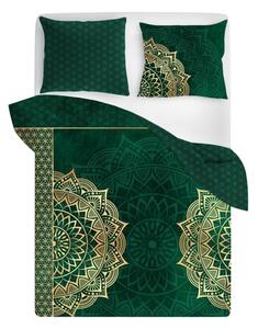 Súprava posteľnej bielizne z bavlneného saténu zelená MANDALA 160x200 cm