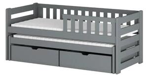 Detská posteľ s prístelkou a šuplíkmi FANI - 80x160, šedá
