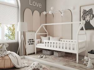 Detská domčeková posteľ z masívu borovice DIANA so šuplíkmi - 200x90 cm - BIELA