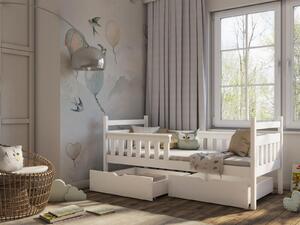 Detská posteľ z masívu borovice ELA so šuplíkmi - 200x90 cm - BIELA