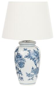 Stolná lampa biela a modrá porcelánový podstavec ľanové tienidlo 54 cm moderný štýl obývacia izba spálňa