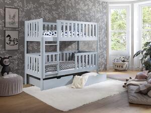 Detská poschodová posteľ z masívu borovice MICHAELA so šuplíkmi - 200x90 cm - ŠEDÁ