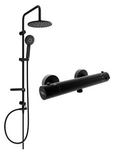 Mexen Carl, sprchový set s dažďovou sprchou a KAI termostatickou sprchovou batériou, čierna matná, 77100240-70