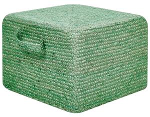 Puf zelený juta EPS guličky výplň 45 x 45 x 30 cm obdĺžnikový s rúčkami taburet bytové doplnky boho štýl