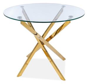 Okrúhly transparentný stôl AUGUSTIN - zlatý