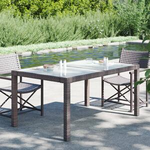 Záhradný stôl 150x90x75 cm tvrdené sklo a polyratan hnedý