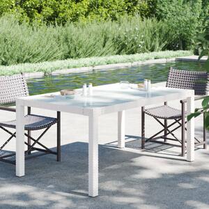 Záhradný stôl 150x90x75 cm tvrdené sklo a polyratan biely